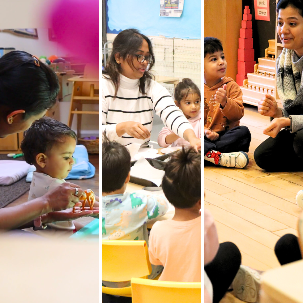 Teachers from our three nurseries guiding their students during different activities.